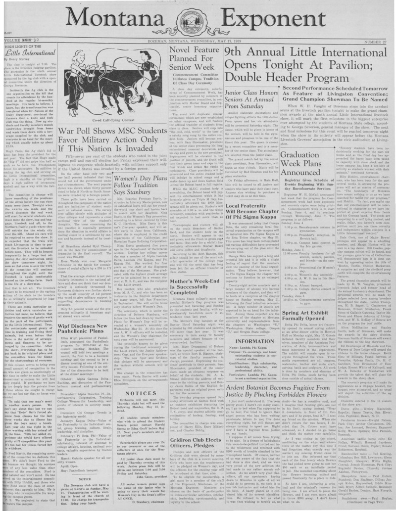 The Montana Exponent, May 17, 1939