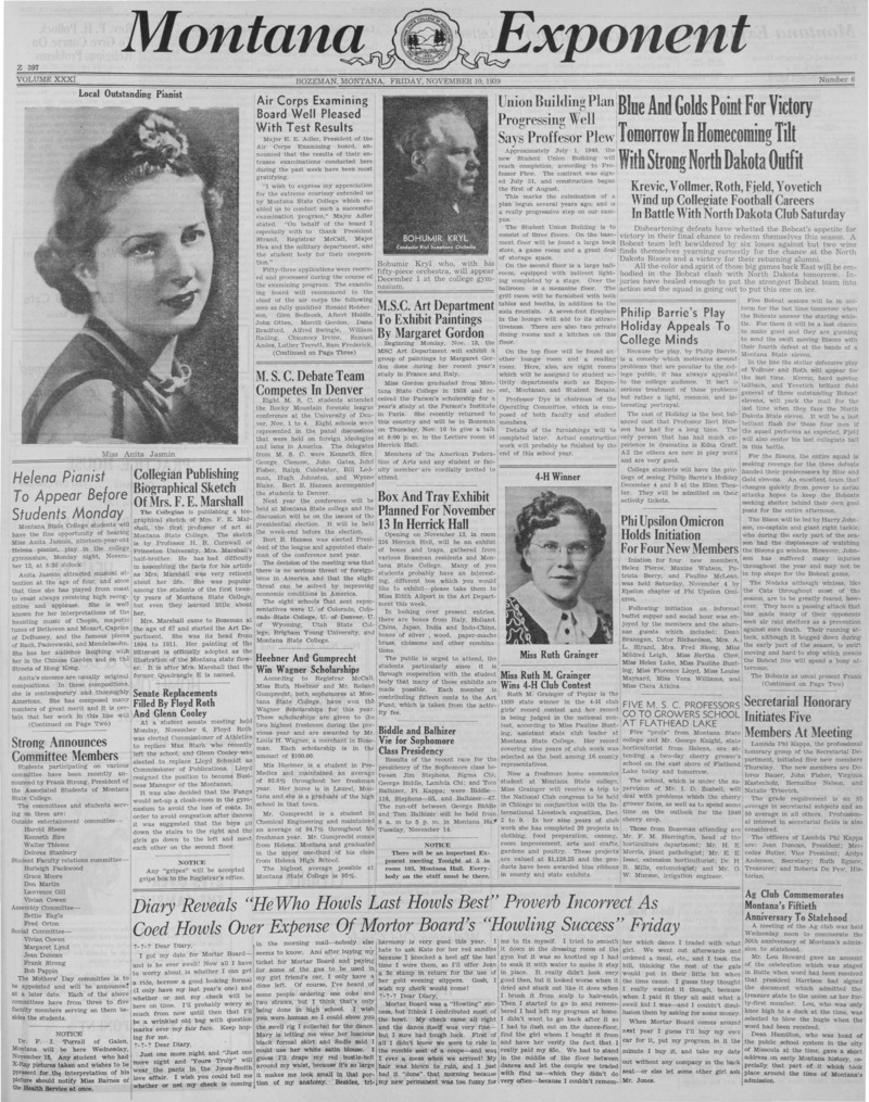 The Montana Exponent, November 10, 1939