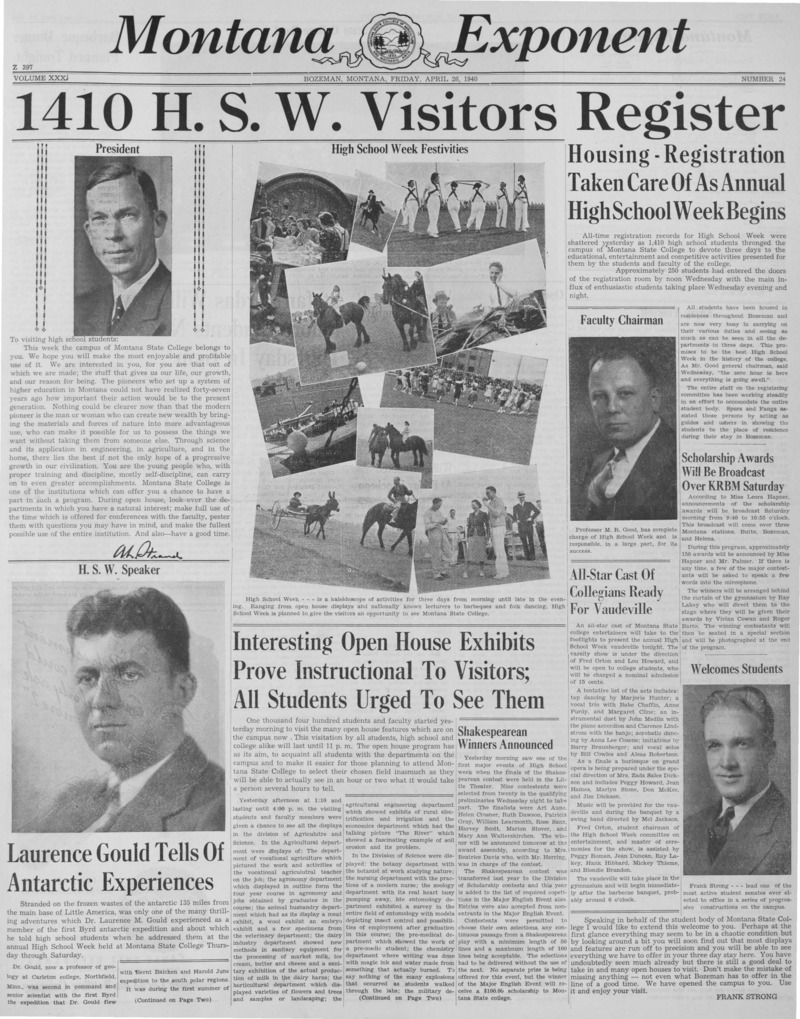 The Montana Exponent, April 26, 1940