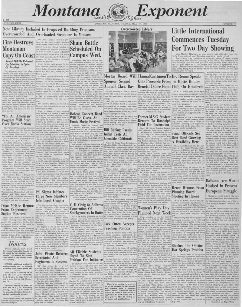 The Montana Exponent, May 17, 1940