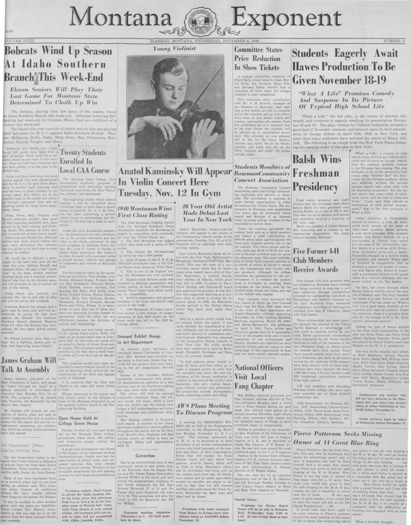 The Montana Exponent, November 6, 1940