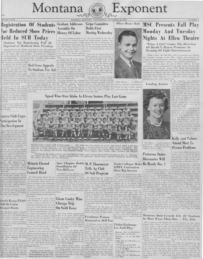 The Montana Exponent, November 13, 1940