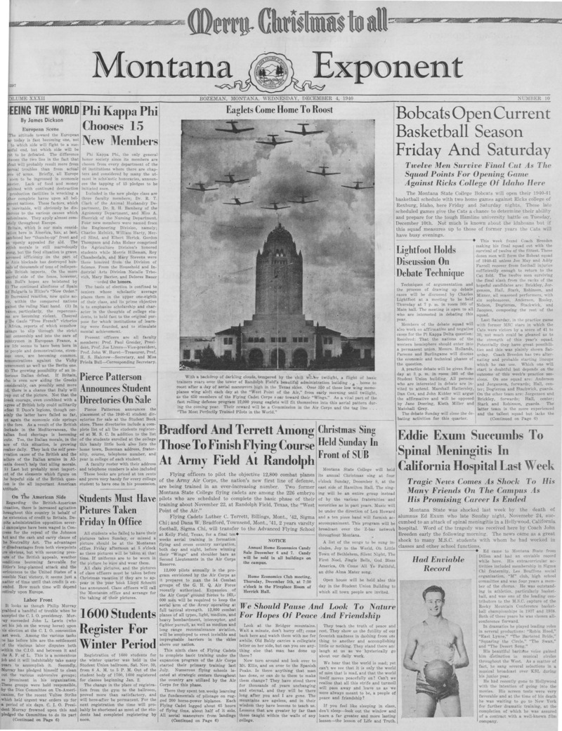 The Montana Exponent, December 4, 1940