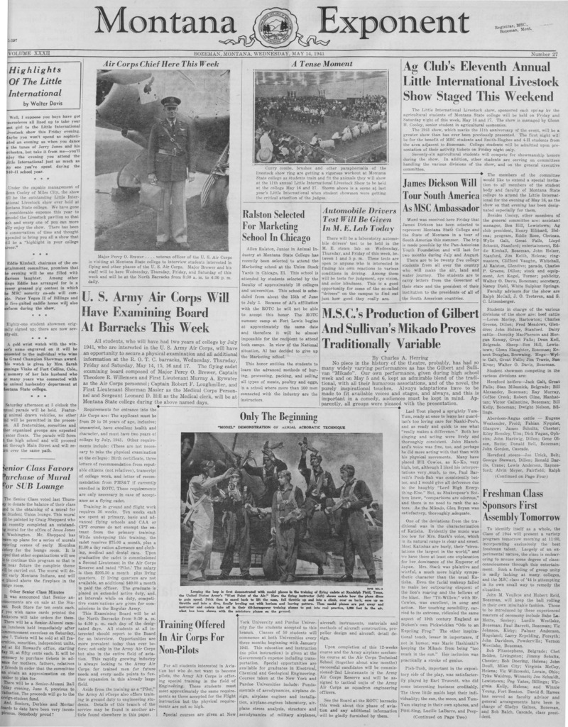 The Montana Exponent, May 14, 1941