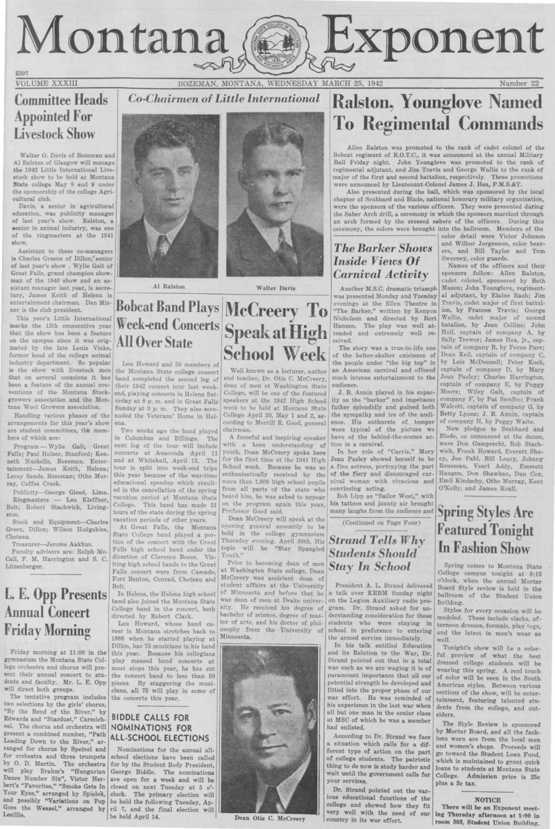 The Montana Exponent, March 25, 1942