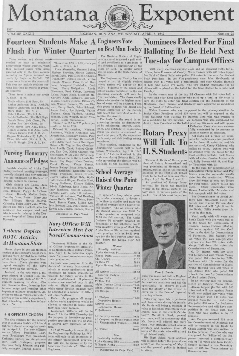 The Montana Exponent, April 8, 1942