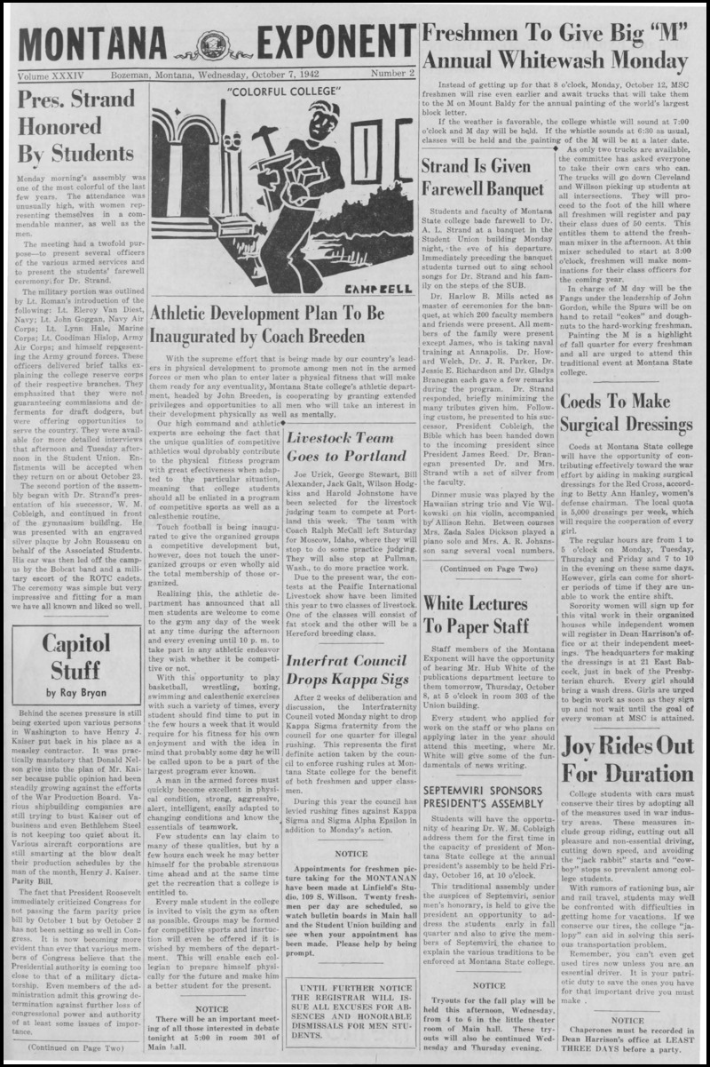 The Montana Exponent, October 7, 1942