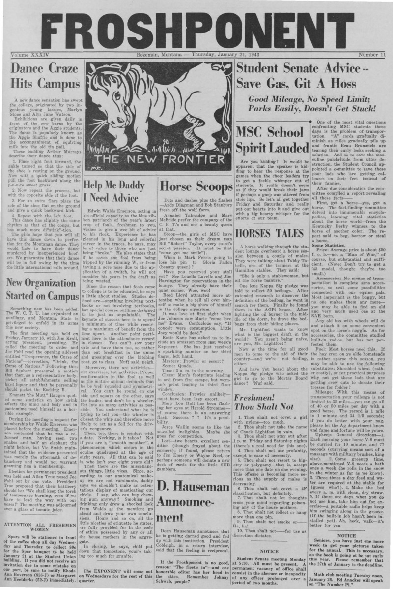 The Montana Froshponent, January 21, 1943