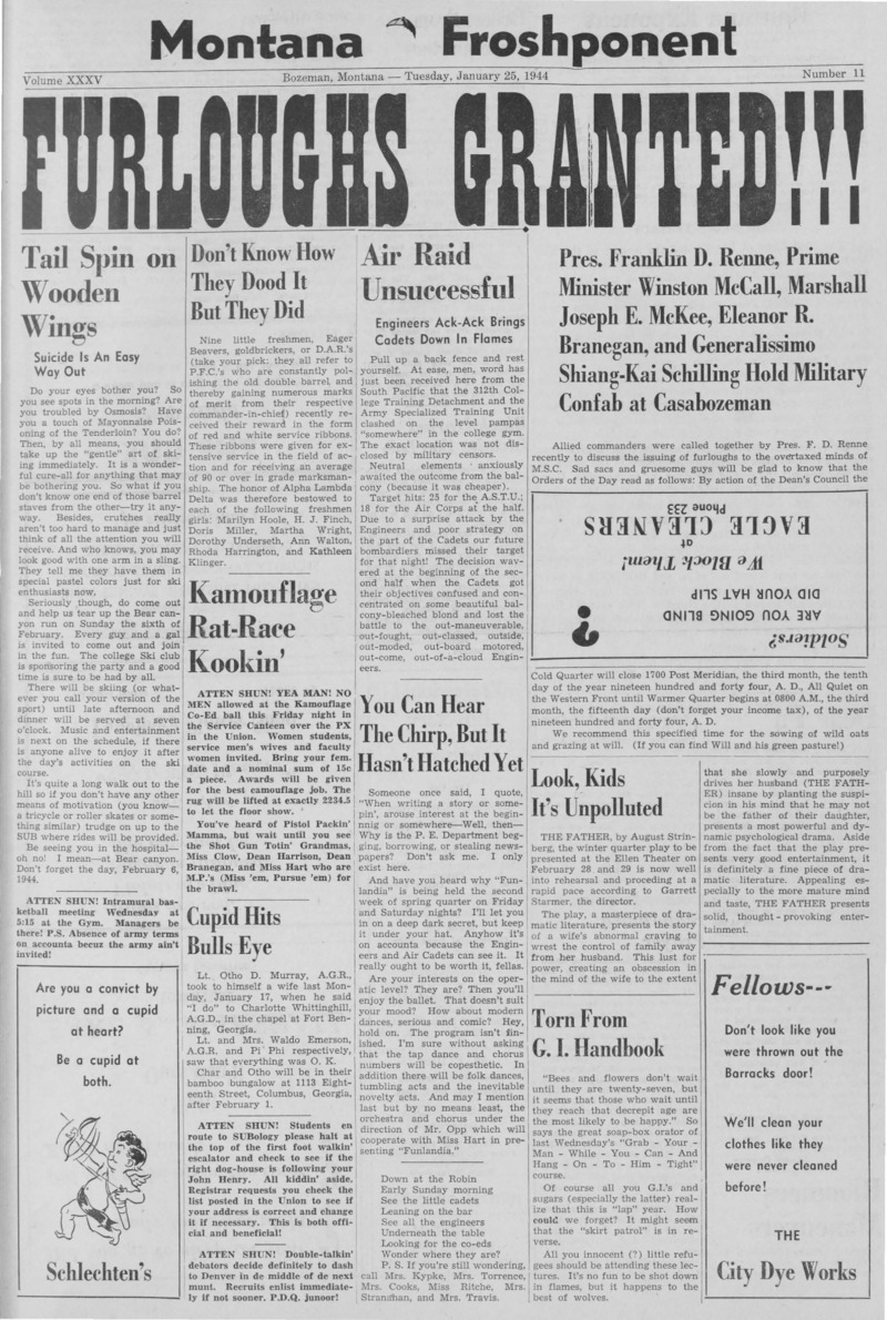 The Montana Froshponent, January 25, 1944