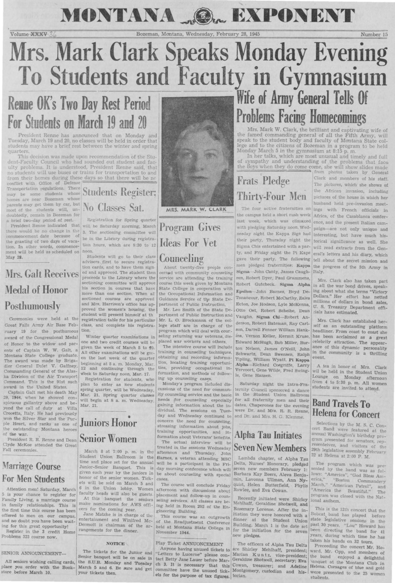 The Montana Exponent, February 28, 1945