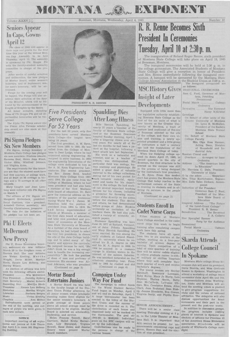 The Montana Exponent, April 4, 1945