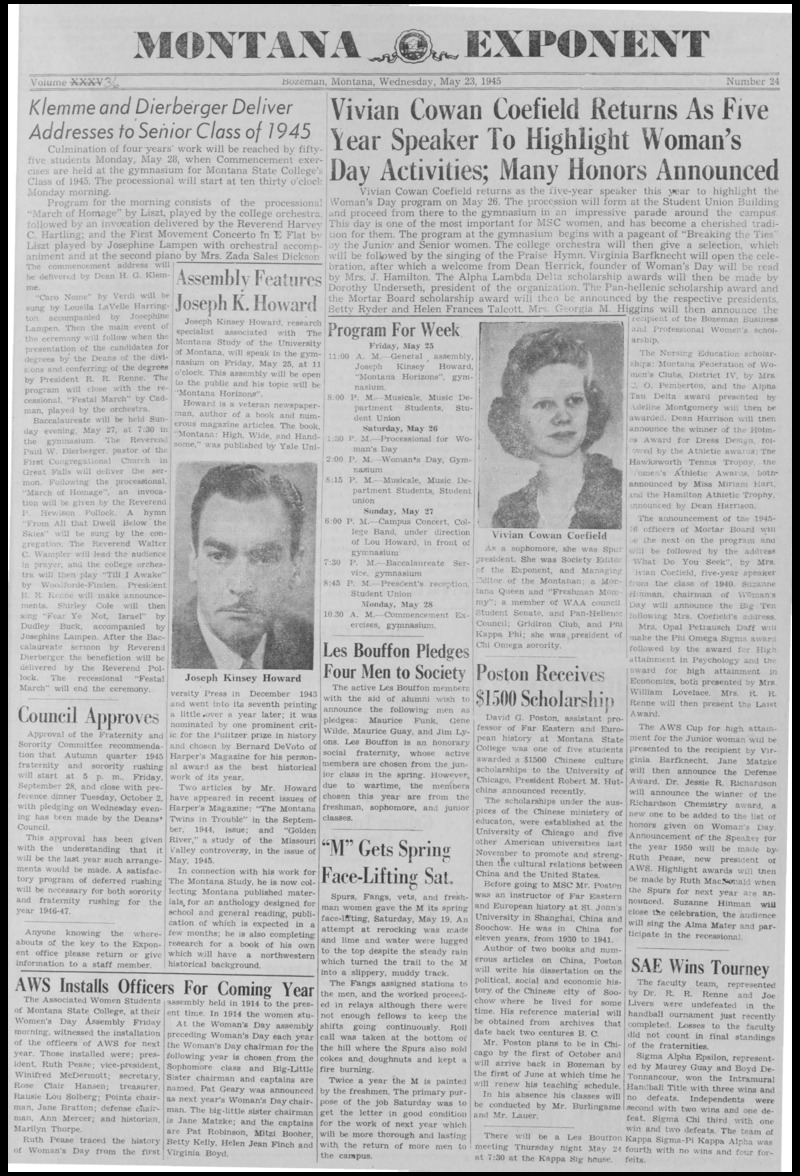 The Montana Exponent, May 23, 1945