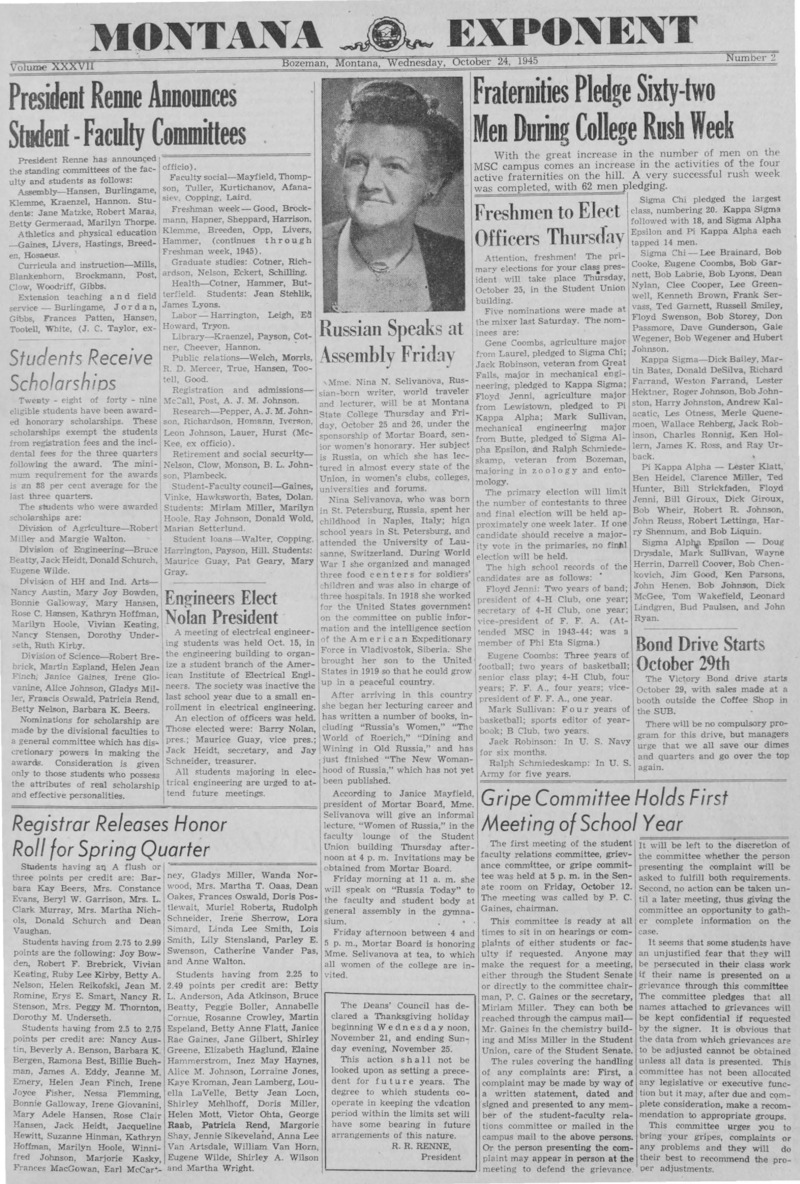 The Montana Exponent, October 24, 1945