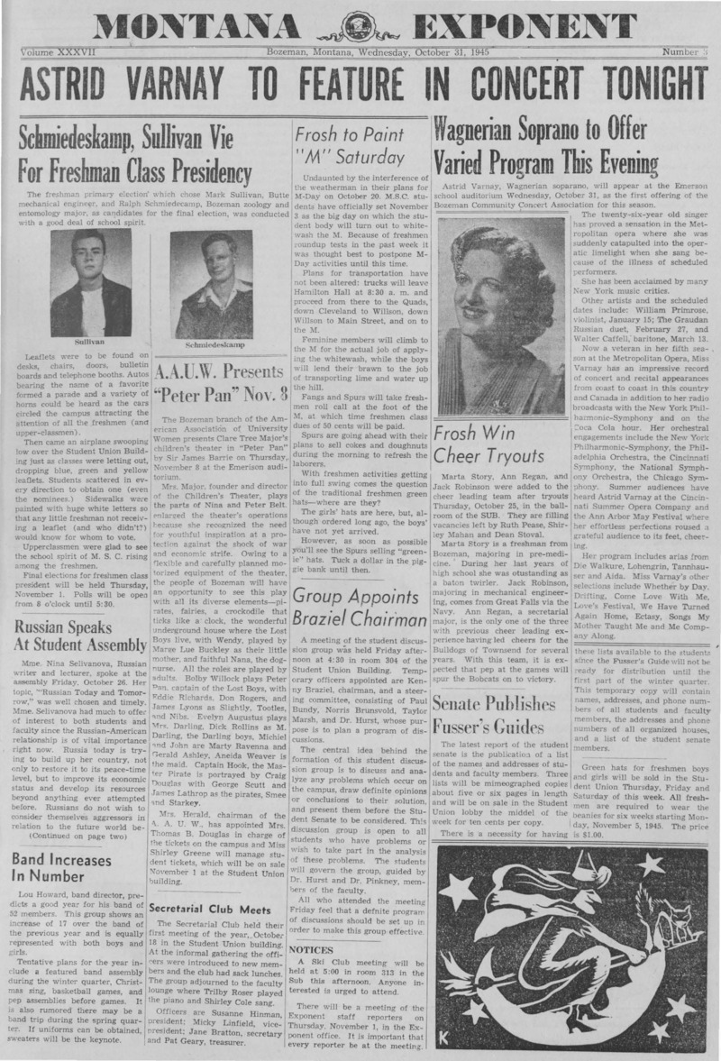 The Montana Exponent, October 31, 1945