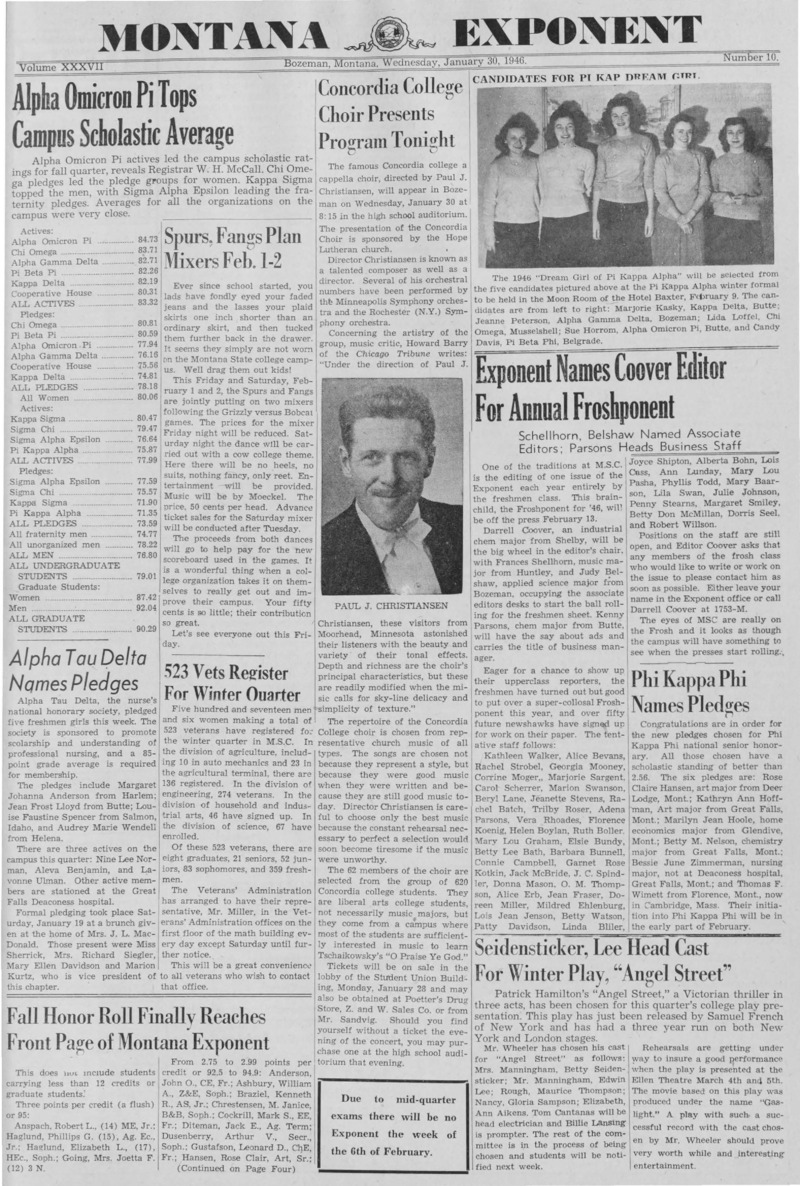 The Montana Exponent, January 30, 1946