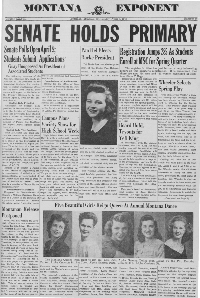 The Montana Exponent, April 3, 1946