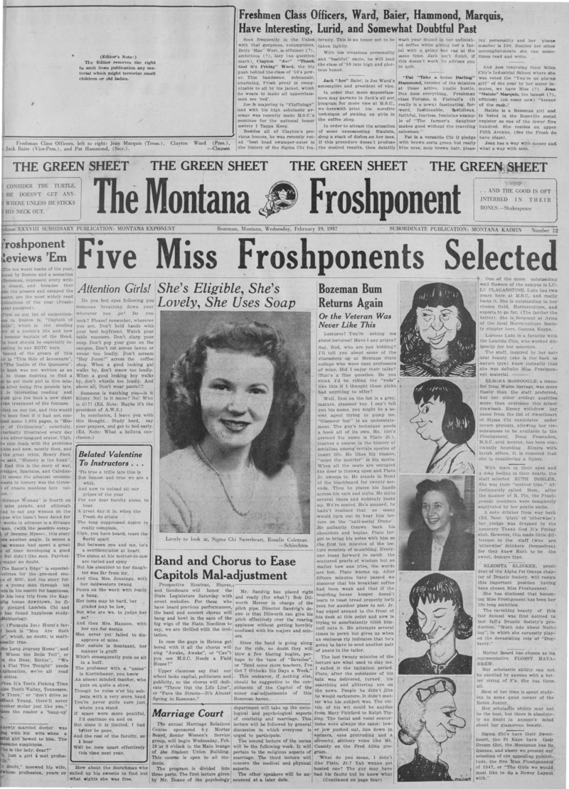 The Montana Froshponent, February 19, 1947