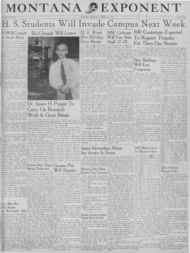 The Montana Exponent, April 23, 1947