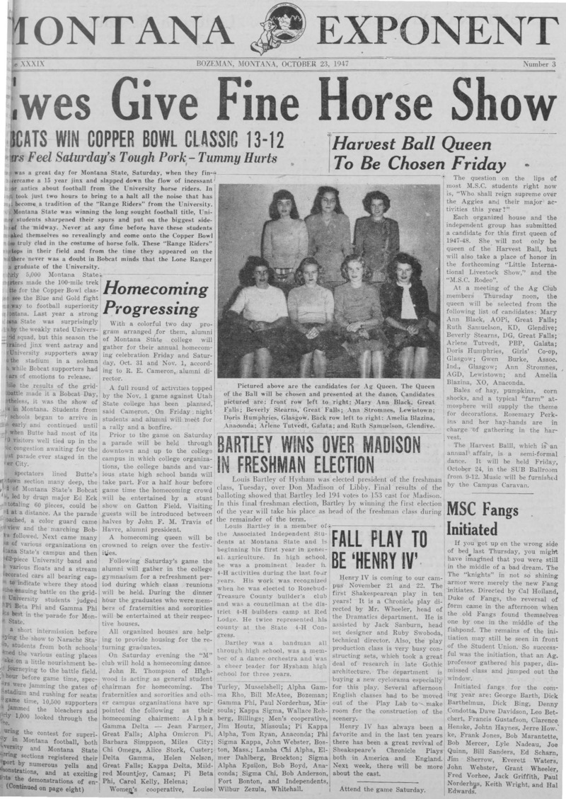 The Montana Exponent, October 23, 1947