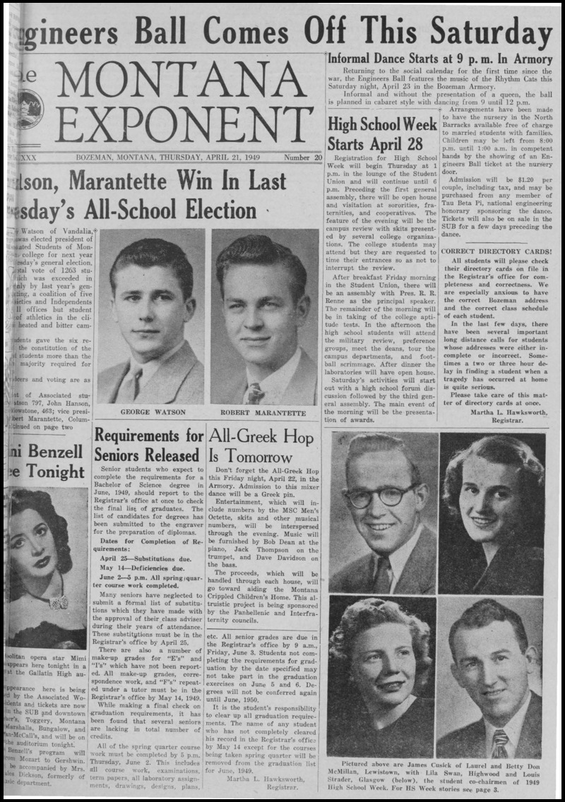 The Montana Exponent, April 21, 1949