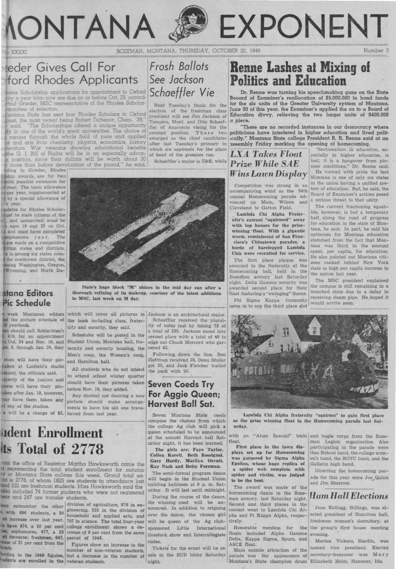 The Montana Exponent, October 20, 1949