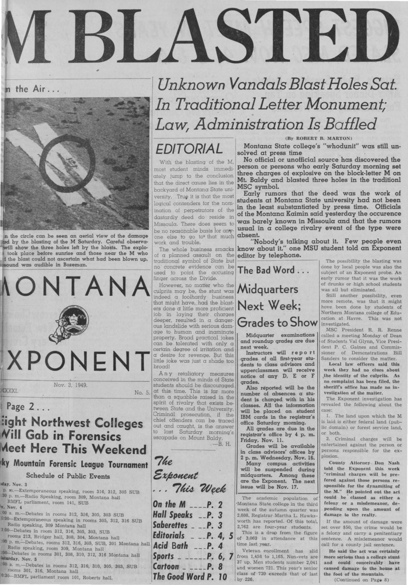 The Montana Exponent, November 3, 1949