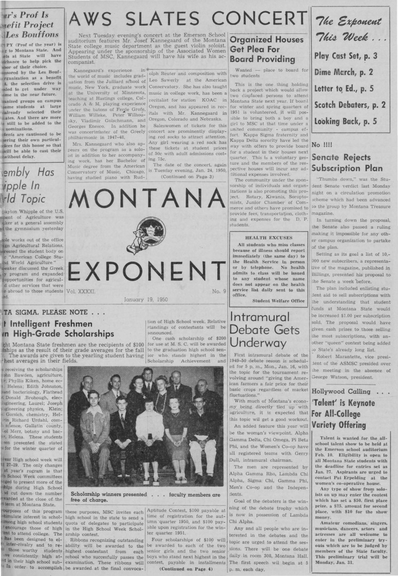 The Montana Exponent, January 19, 1950