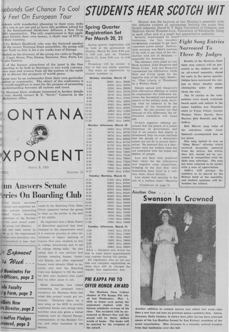 The Montana Exponent, March 9, 1950