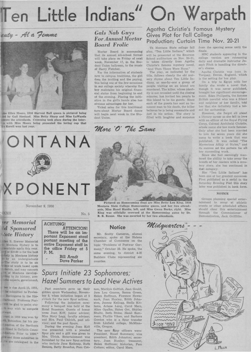 The Montana Exponent, November 9, 1950