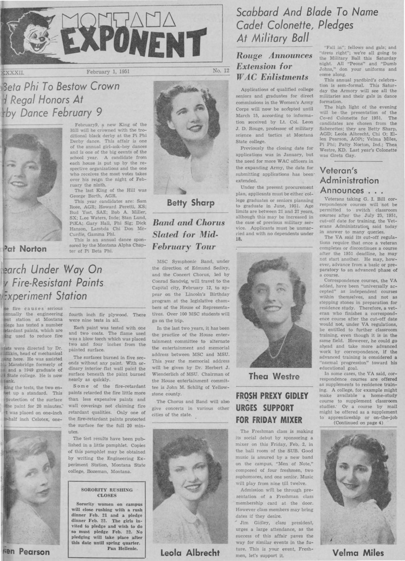 The Montana Exponent, February 1, 1951