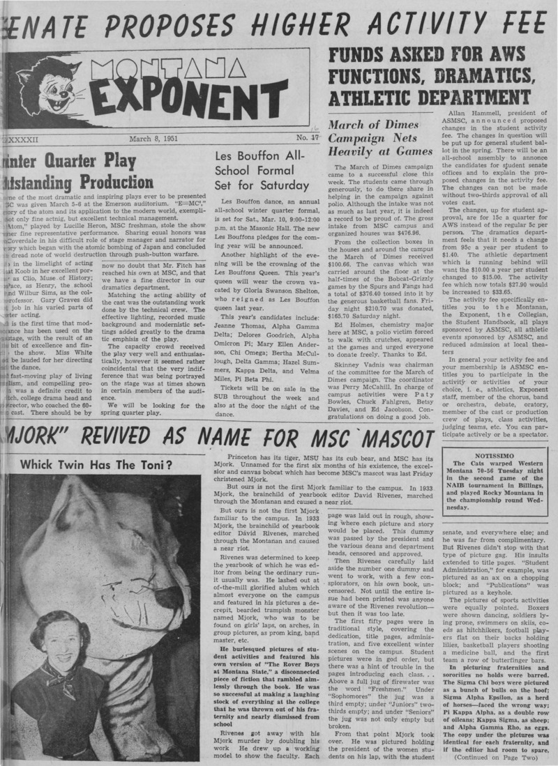 The Montana Exponent, March 8, 1951