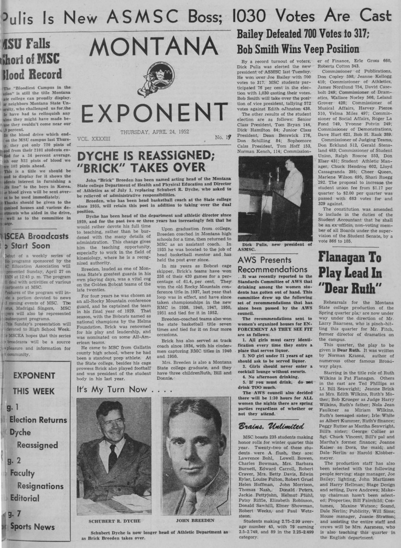The Montana Exponent, April 24, 1952