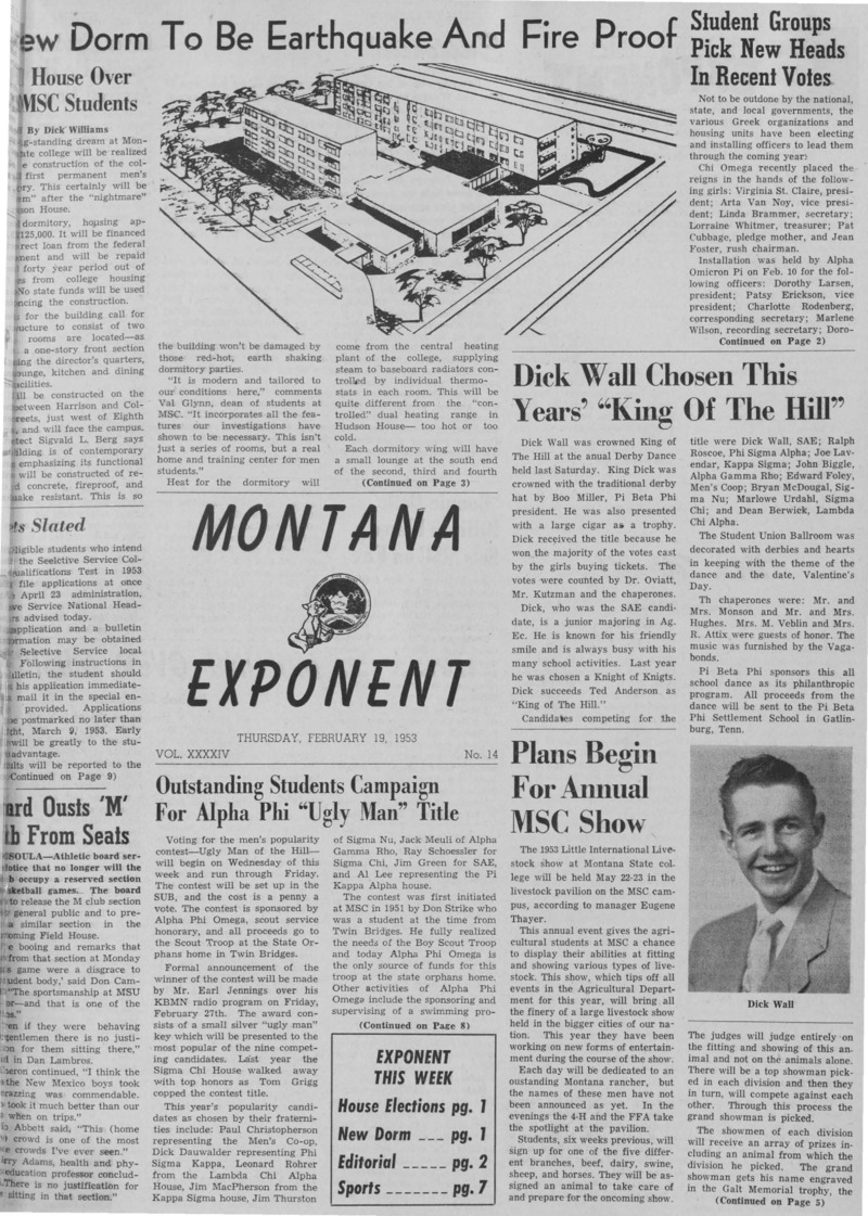 The Montana Exponent, February 19, 1953