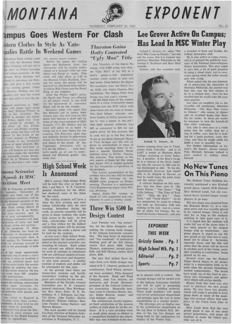 The Montana Exponent, February 26, 1953