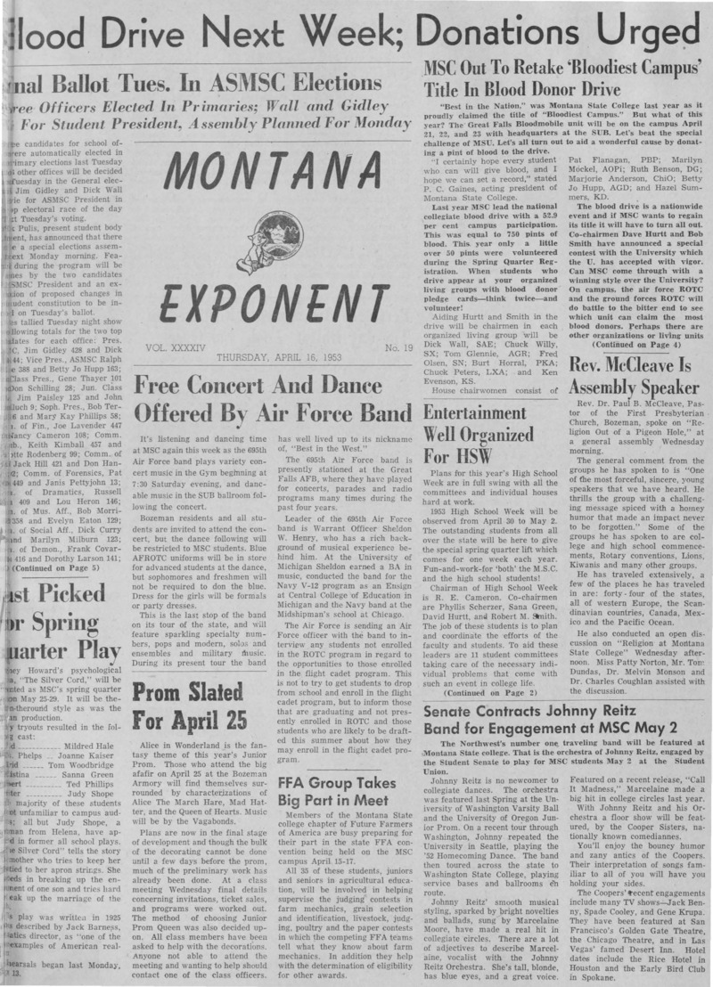 The Montana Exponent, April 16, 1953