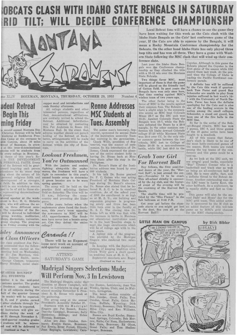 The Montana Exponent, October 29, 1953