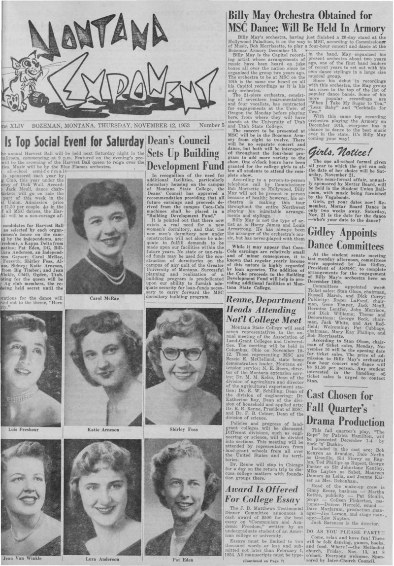 The Montana Exponent, November 12, 1953