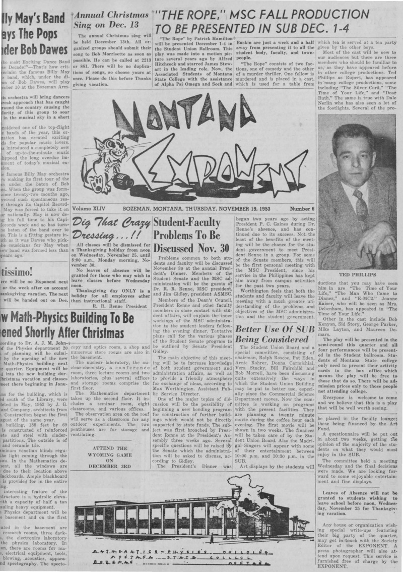 The Montana Exponent, November 19, 1953