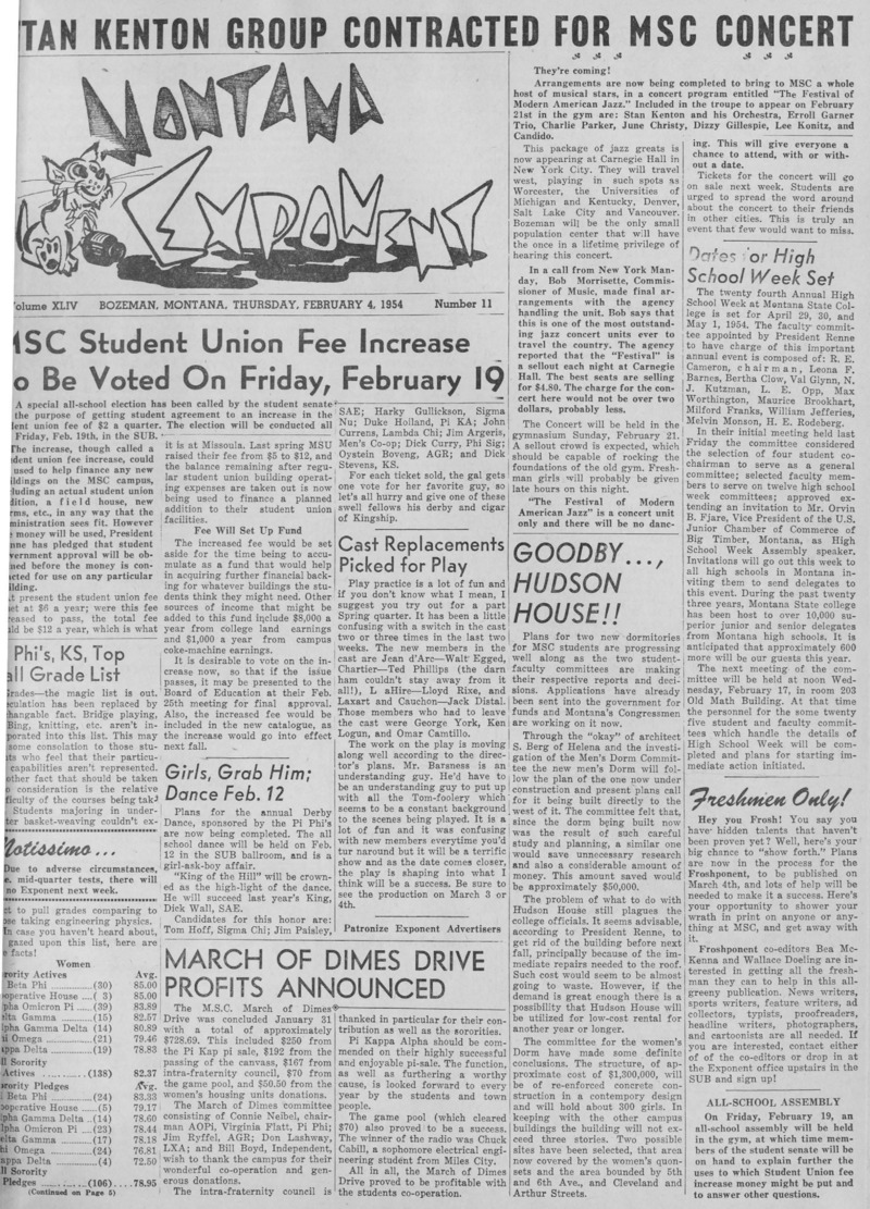 The Montana Exponent, February 4, 1954