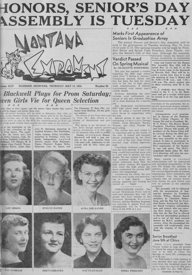 The Montana Exponent, May 13, 1954