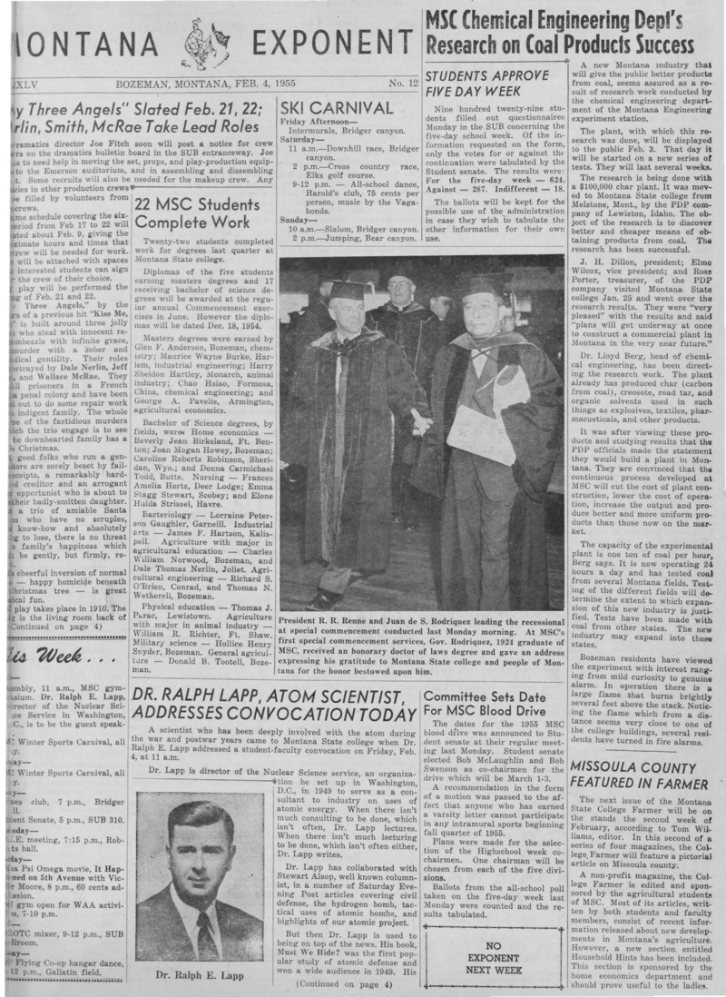 The Montana Exponent, February 4, 1955
