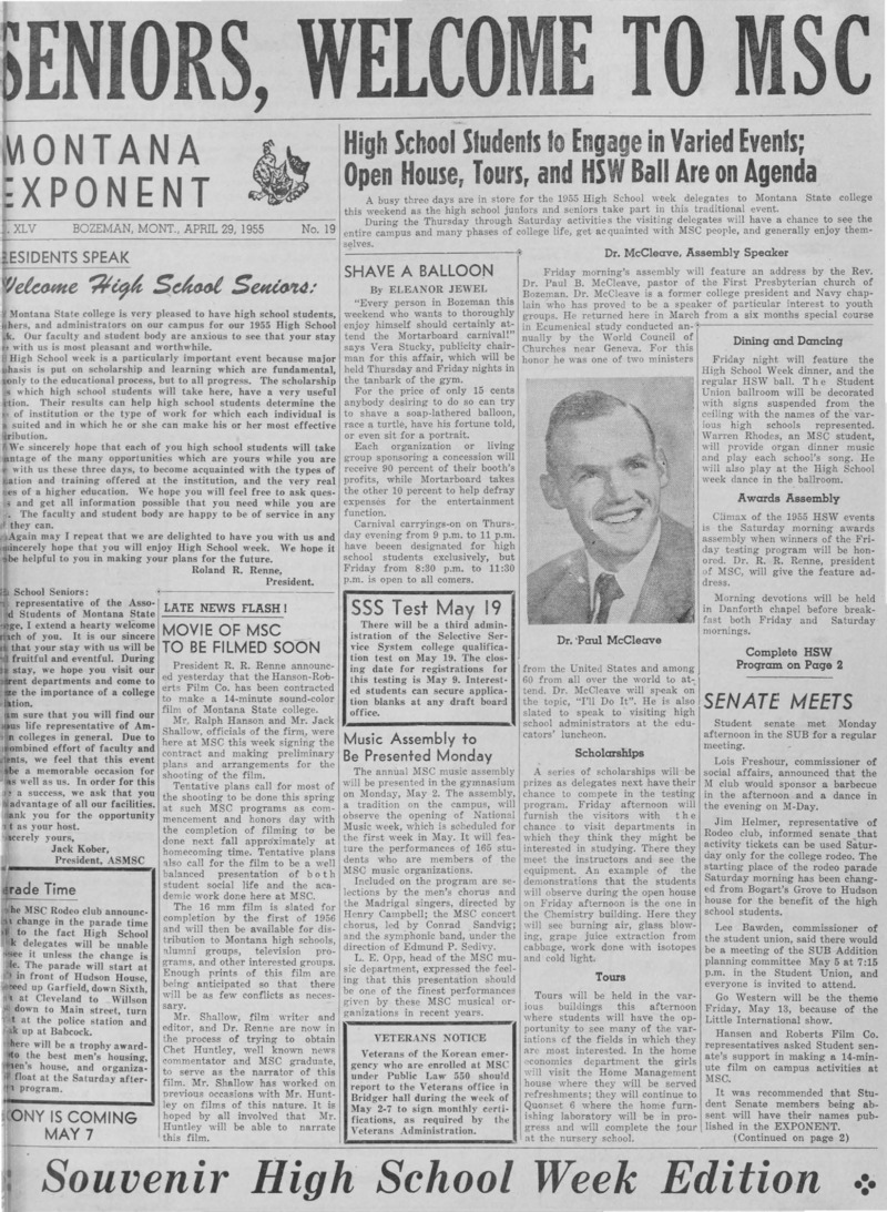 The Montana Exponent, April 29, 1955