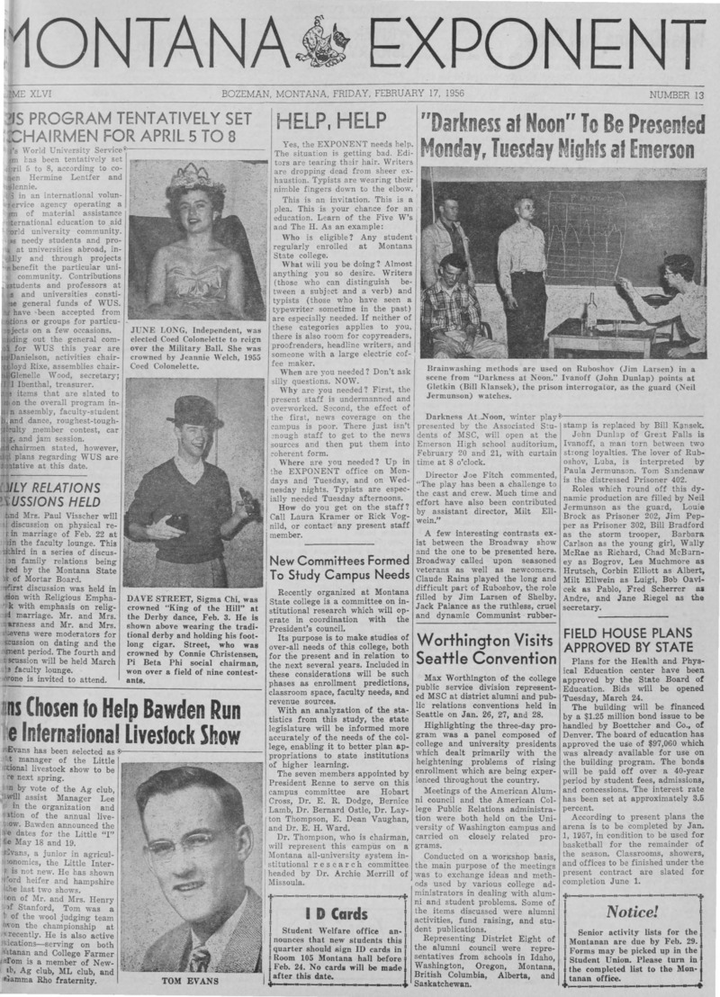 The Montana Exponent, February 17, 1956