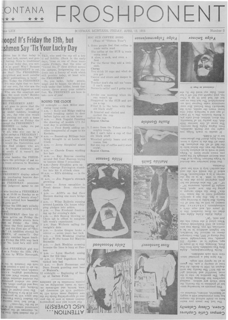 The Montana Exponent, April 13, 1956