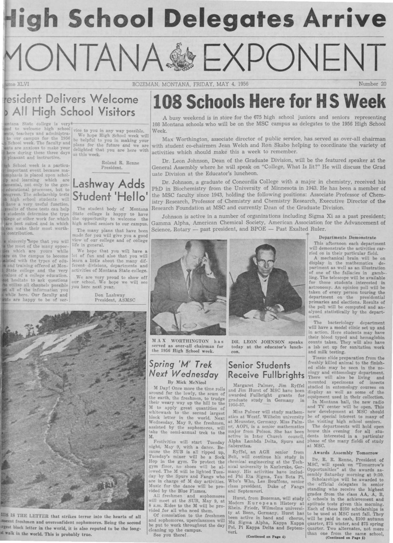 The Montana Exponent, May 4, 1956