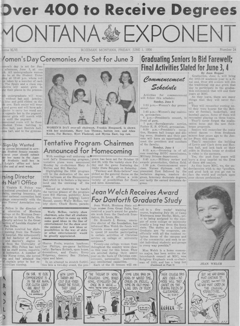 The Montana Exponent, June 1, 1956