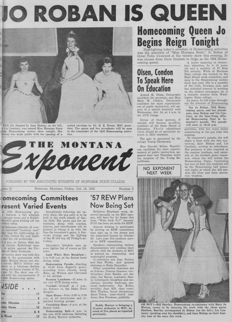 The Montana Exponent, October 19, 1956