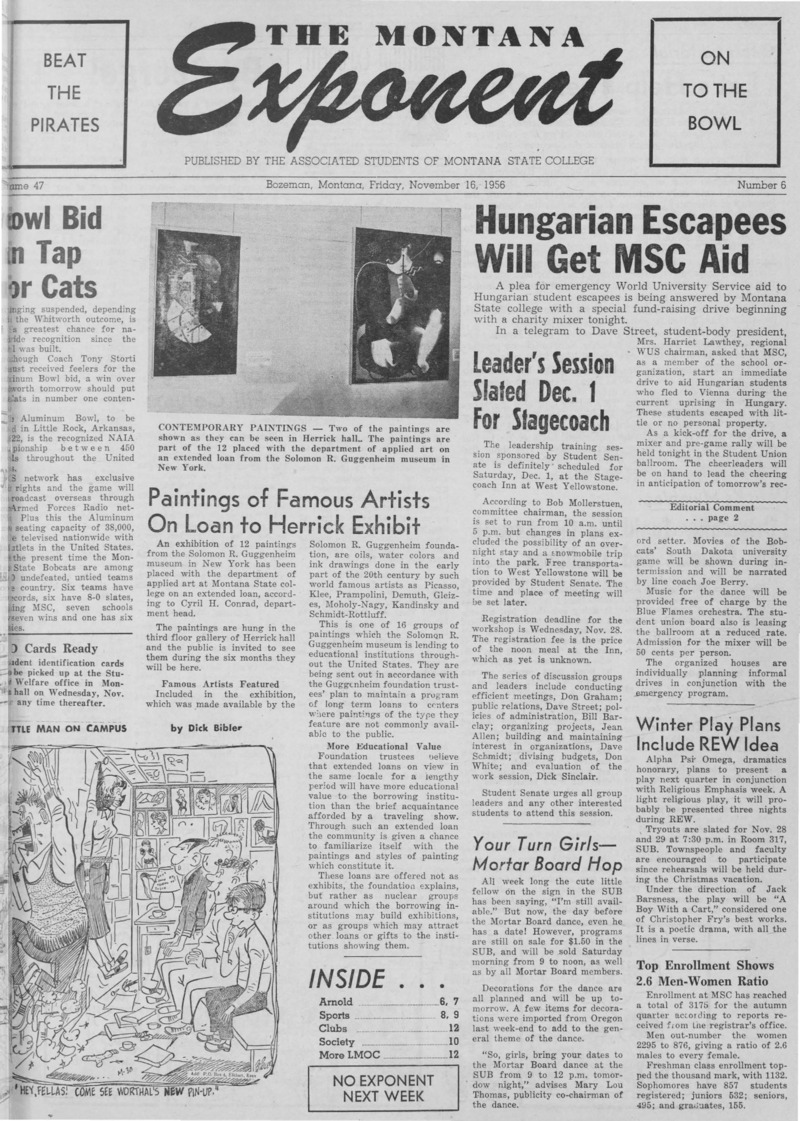The Montana Exponent, November 16, 1956