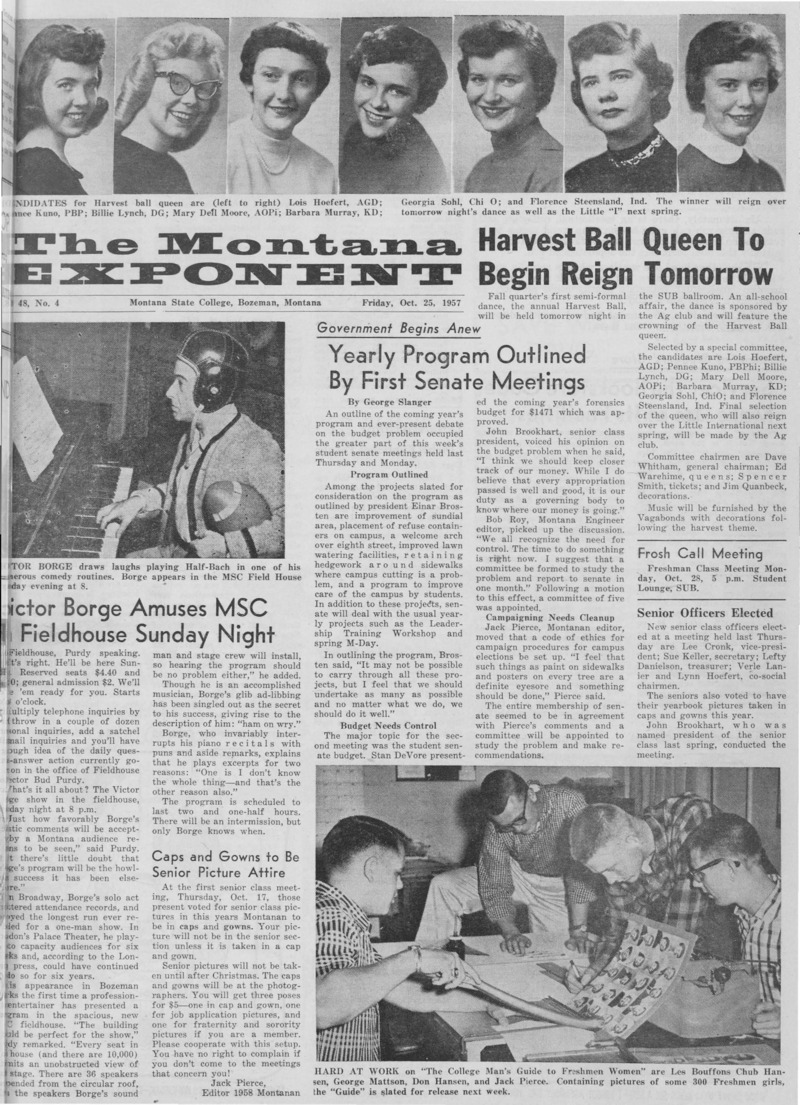 The Montana Exponent, October 25, 1957