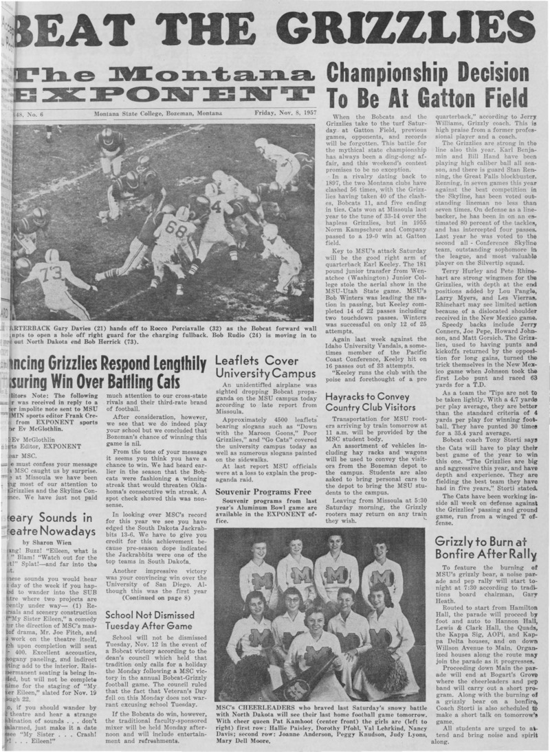 The Montana Exponent, November 8, 1957